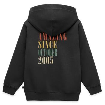 Octobre 2005 Anniversaire Octobre 2005 Octobre - Sweat Premium à capuche zippé enfant bio - noir - Dos - AI Model Kid Male (0cm)