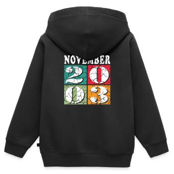 november 2003 Jahrestag november 2003 november - Kinder Premium Organic Zip Hoodie - Schwarz - Hinten - AI Model Kid Male (0cm)