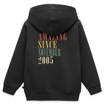 november 2005 Jahrestag november 2005 november - Kinder Premium Organic Zip Hoodie - Schwarz - Hinten - AI Model Kid Male (0cm)