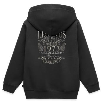Novembre 1973 Anniversaire Novembre 1973 Novembre - Sweat Premium à capuche zippé enfant bio - noir - Dos - AI Model Kid Male (0cm)