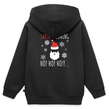 Père Noël, Christ Père Noël, Nicolas - Sweat Premium à capuche zippé enfant bio - noir - Dos - AI Model Kid Male (0cm)
