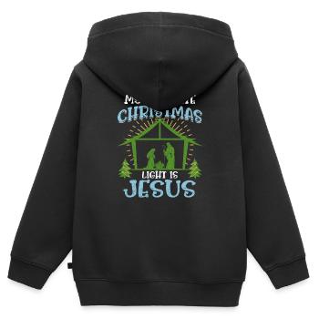 Christmas is about Jesus - Kids Premium Organic Zip-up Hoodie - black - Back - AI Model Kid Male (0cm)