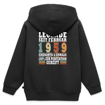 Februar 1959 Geburtstag Februar 1959 Februar - Kinder Premium Organic Zip Hoodie - Schwarz - Hinten - AI Model Kid Male (0cm)