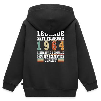 Februar 1964 Geburtstag Februar 1964 Februar - Kinder Premium Organic Zip Hoodie - Schwarz - Hinten - AI Model Kid Male (0cm)