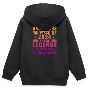 Abschluss Hauptschule 2024 - Legende Schulgelände - Kinder Premium Organic Zip Hoodie - Schwarz - Hinten - AI Model Kid Male (0cm)