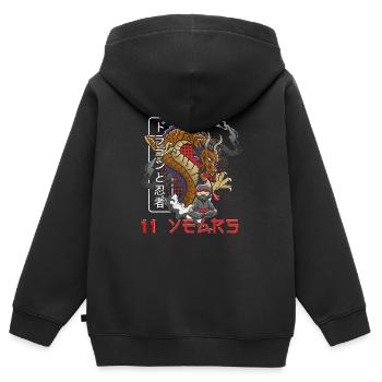 11. Geburtstag Junge Ninja 11 Jahre Ninja Kostüm - Kinder Premium Organic Zip Hoodie - Schwarz - Hinten - AI Model Kid Male (0cm)