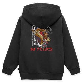 10. Geburtstag Junge Ninja 10 Jahre Ninja Kostüm - Kinder Premium Organic Zip Hoodie - Schwarz - Hinten - AI Model Kid Male (0cm)