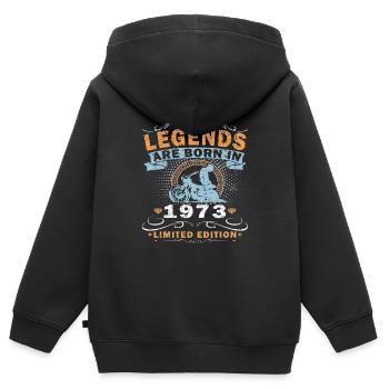 Motard Anniversaire Légendes Né en 1973 - Sweat Premium à capuche zippé enfant bio - noir - Dos - AI Model Kid Male (0cm)