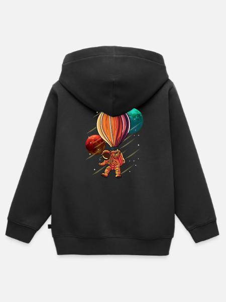 Astronaut Heißluftballon Raumfahrer - Kinder Premium Organic Zip Hoodie - Schwarz