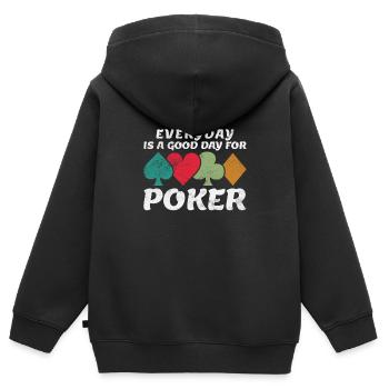 Poker Poker Jetons Poker Dire Drôle Cadeau - Sweat Premium à capuche zippé enfant bio - noir - Dos - AI Model Kid Male (0cm)