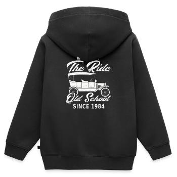 Old School 1984 - Né en 1984 - Sweat Premium à capuche zippé enfant bio - noir - Dos - AI Model Kid Male (0cm)