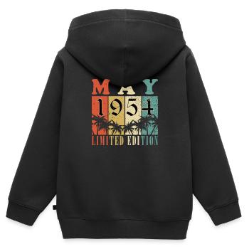 Mai 1954 Anniversaire Mai 1954 Mai - Sweat Premium à capuche zippé enfant bio - noir - Dos - AI Model Kid Male (0cm)