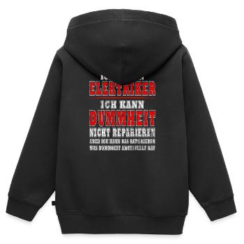 Ich bin ein Elektriker Ich kann Dummheit nicht - Kinder Premium Organic Zip Hoodie - Schwarz - Hinten - AI Model Kid Male (0cm)