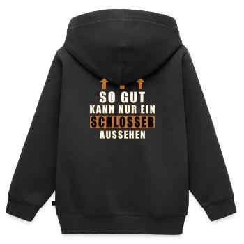 so gut kann nur ein Schlosser aussehen - Kinder Premium Organic Zip Hoodie - Schwarz - Hinten - AI Model Kid Male (0cm)