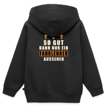 so gut kann nur ein Fahrlehrer aussehen - Kinder Premium Organic Zip Hoodie - Schwarz - Hinten - AI Model Kid Male (0cm)