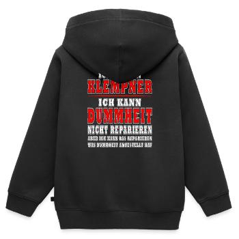 Ich bin Klempner ich kann keine Dummheiten - Kinder Premium Organic Zip Hoodie - Schwarz - Hinten - AI Model Kid Male (0cm)