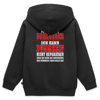 Ich bin Schlosser! Mechaniker Schraubenschlüssel - Kinder Premium Organic Zip Hoodie - Schwarz - Hinten - AI Model Kid Male (0cm)
