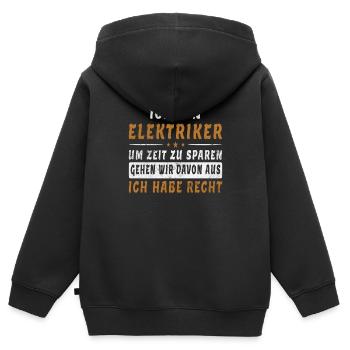 Elektriker Spruch Witzig Zeit Sparen Geschenk - Kinder Premium Organic Zip Hoodie - Schwarz - Hinten - AI Model Kid Male (0cm)