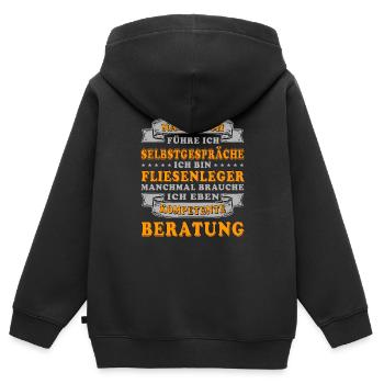 Fliesenleger Selbstgespräche Beratung Kompetente - Kinder Premium Organic Zip Hoodie - Schwarz - Hinten - AI Model Kid Male (0cm)