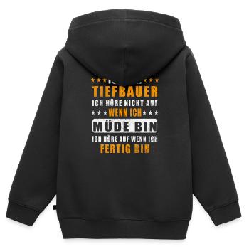 Tiefbauer Straßenbauer Tiefbau Geschenk - Kinder Premium Organic Zip Hoodie - Schwarz - Hinten - AI Model Kid Male (0cm)