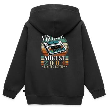 Août 2004 Août anniversaire 2004 Août - Sweat Premium à capuche zippé enfant bio - noir - Dos - AI Model Kid Male (0cm)