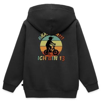13 Jahre Zwölf Bmx Fahrrad 13 Geburtstag - Kinder Premium Organic Zip Hoodie - Schwarz - Hinten - AI Model Kid Male (0cm)