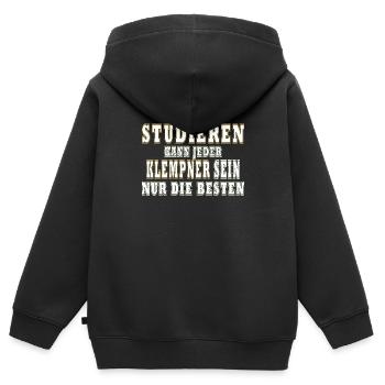 Klempner Studiere kann jeder - Kinder Premium Organic Zip Hoodie - Schwarz - Hinten - AI Model Kid Male (0cm)