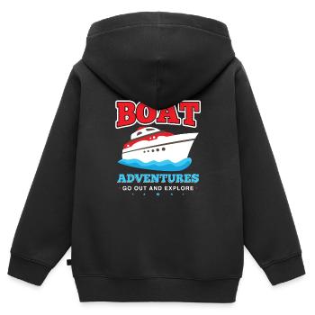 Fischer Boot Angel Ausflug und Abenteuer Fischen - Kinder Premium Organic Zip Hoodie - Schwarz - Hinten - AI Model Kid Male (0cm)