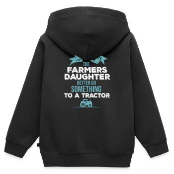 Mécanicien de tracteurs Mécanicien de machines agricoles - Sweat Premium à capuche zippé enfant bio - noir - Dos - AI Model Kid Male (0cm)