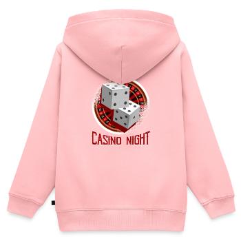 Roulette Casino Logo - Sweat Premium à capuche zippé enfant bio - rose - Dos - AI Model Kid Female (0cm)