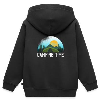 Campen Zelten Zelt Natur Geschenk - Kinder Premium Organic Zip Hoodie - Schwarz - Hinten - AI Model Kid Male (0cm)