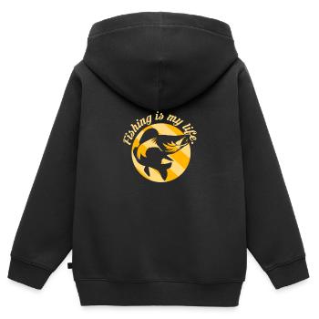 Fisch Zander - Kinder Premium Organic Zip Hoodie - Schwarz - Hinten - AI Model Kid Male (0cm)