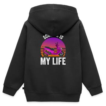 Motorroller Rollerfahrer Motorrad - Kinder Premium Organic Zip Hoodie - Schwarz - Hinten - AI Model Kid Male (0cm)