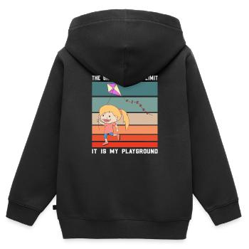 Drachenfliegen Drachensteigen Retro Geschenk - Kinder Premium Organic Zip Hoodie - Schwarz - Hinten - AI Model Kid Male (0cm)