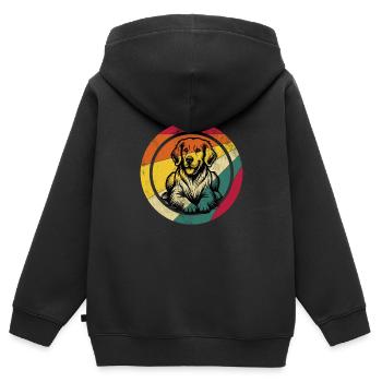 Golden retriever - Sweat Premium à capuche zippé enfant bio - noir - Dos - AI Model Kid Male (0cm)