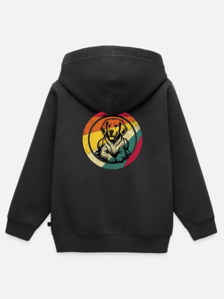 Golden Retriever - Kinder Premium Organic Zip Hoodie - Schwarz