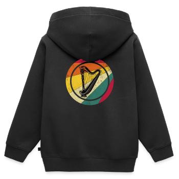 Musicien Harpiste Harpe Harpe Harpe - Sweat Premium à capuche zippé enfant bio - noir - Dos - AI Model Kid Male (0cm)