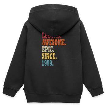 Légende 1999 - Année 1999 - Année 1999 - Sweat Premium à capuche zippé enfant bio - noir - Dos - AI Model Kid Male (0cm)
