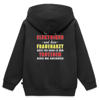 Elektrotechniker und kein Frauenarzt Elektriker - Kinder Premium Organic Zip Hoodie - Schwarz - Hinten - AI Model Kid Male (0cm)