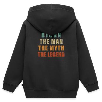 Björn Mann Mythos Legende - Kinder Premium Organic Zip Hoodie - Schwarz - Hinten - AI Model Kid Male (0cm)