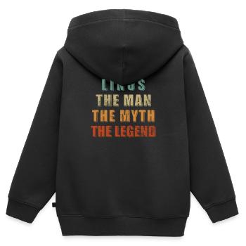 Homme Mythe Légende Linus - Sweat Premium à capuche zippé enfant bio - noir - Dos - AI Model Kid Male (0cm)
