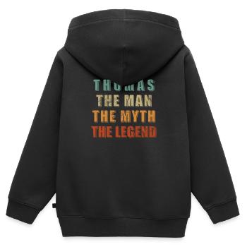 Thomas Mann Mythos Legende Vorname Name - Kinder Premium Organic Zip Hoodie - Schwarz - Hinten - AI Model Kid Male (0cm)