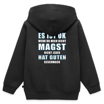 Es ist ok, wenn du mich nicht magst.... - Kinder Premium Organic Zip Hoodie - Schwarz - Hinten - AI Model Kid Male (0cm)