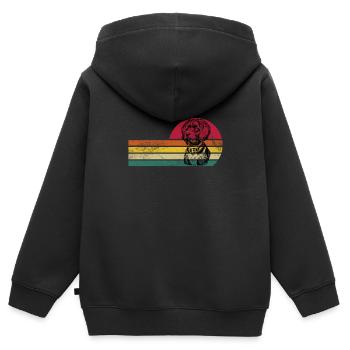Portugiesischer Wasserhund - Kinder Premium Organic Zip Hoodie - Schwarz - Hinten - AI Model Kid Male (0cm)