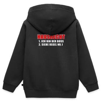 Hausrecht - ich bin der Chef - Kinder Premium Organic Zip Hoodie - Schwarz - Hinten - AI Model Kid Male (0cm)