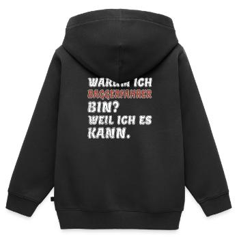 Warum Ich Baggerfahrer bin weil ich es Kann - Kinder Premium Organic Zip Hoodie - Schwarz - Hinten - AI Model Kid Male (0cm)