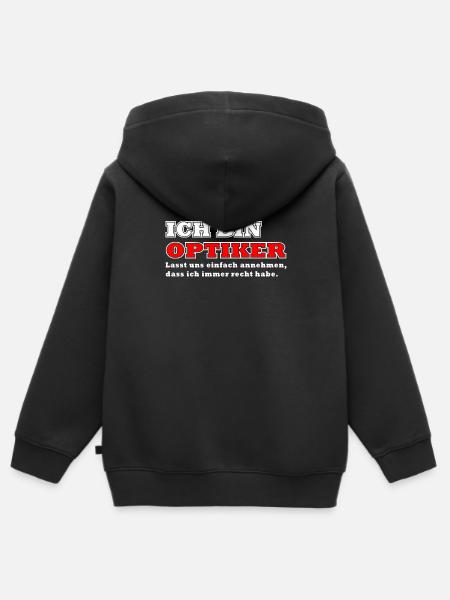 Optiker Ich bin Optiker - Kinder Premium Organic Zip Hoodie - Schwarz