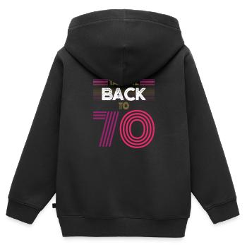 Rétro des années 70 - Sweat Premium à capuche zippé enfant bio - noir - Dos - AI Model Kid Male (0cm)