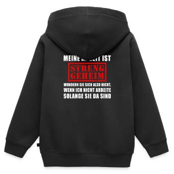Meine Arbeit Ist Streng Geheim Wundere Dich Nicht - Kinder Premium Organic Zip Hoodie - Schwarz - Hinten - AI Model Kid Male (0cm)