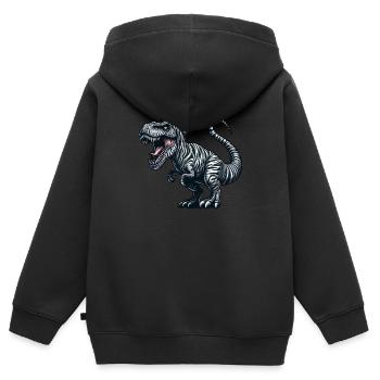 Dino Trex Zebra Fusion Fantasiewesen skurril - Kinder Premium Organic Zip Hoodie - Schwarz - Hinten - AI Model Kid Male (0cm)